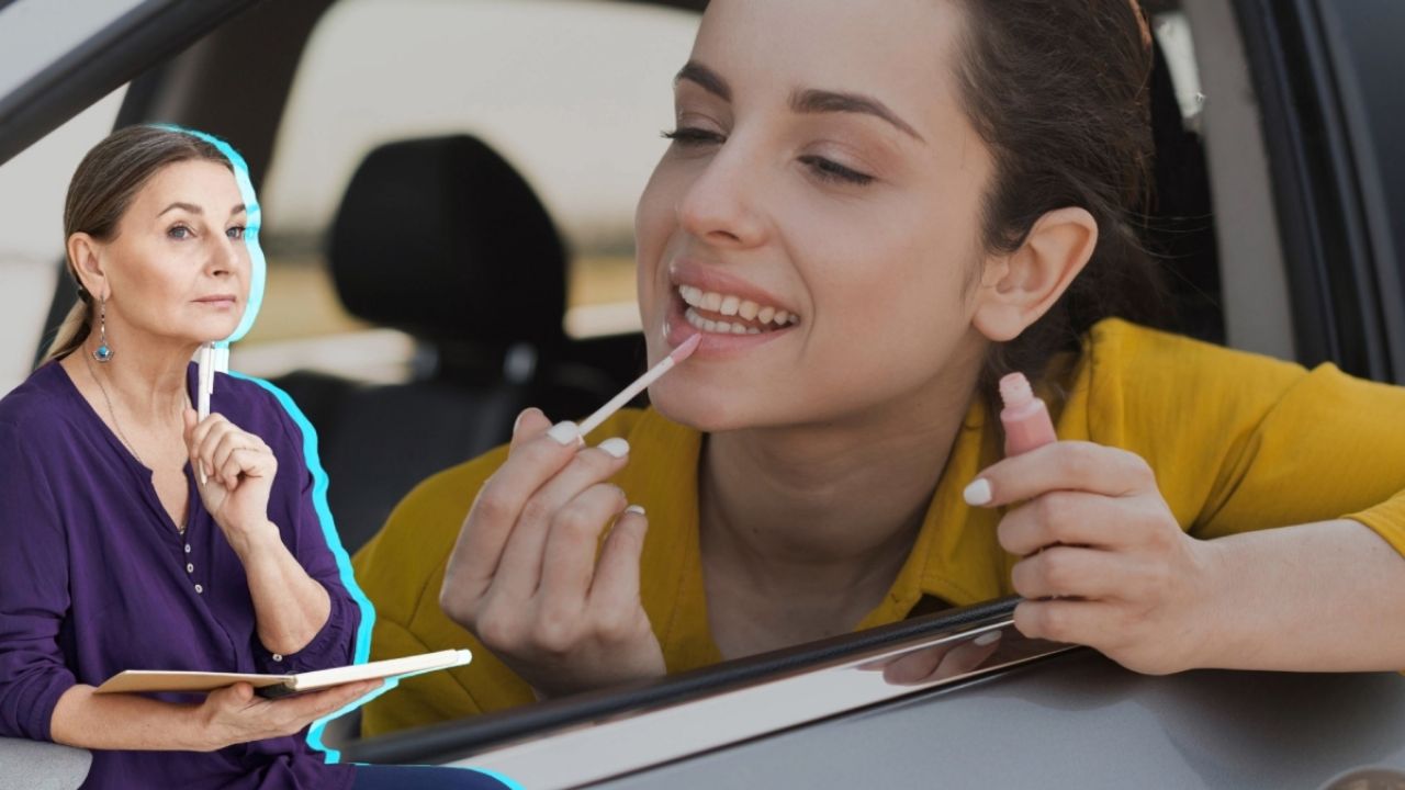 ¿Qué dice la psicología de las personas que se maquillan en el auto?
