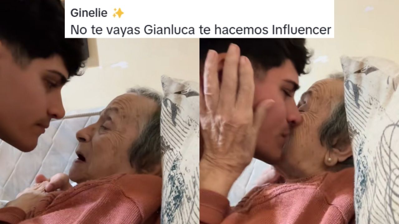 Joven argentino se despide de su abuelita al tener que migrar a España; buscan hacerlo influencer para que se quede con su abuela